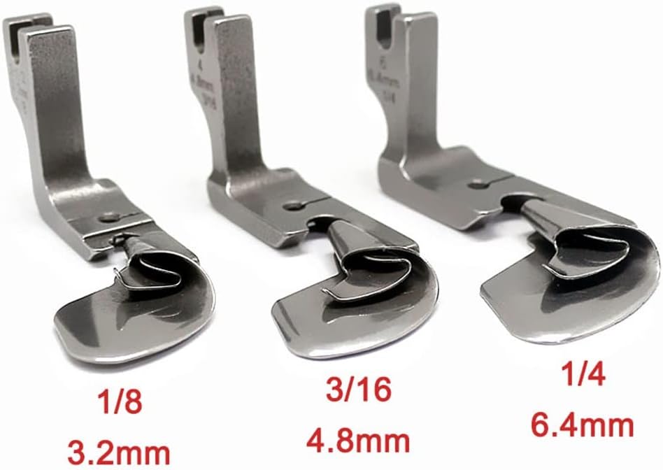 Industrial Curved Scroll Hemmer Foot #FB-189 HIGH Shank Hem Pull Tube Presser Foot Compatible with Brother JUKI CONSEW Singer (1/8" (3.2mm))
