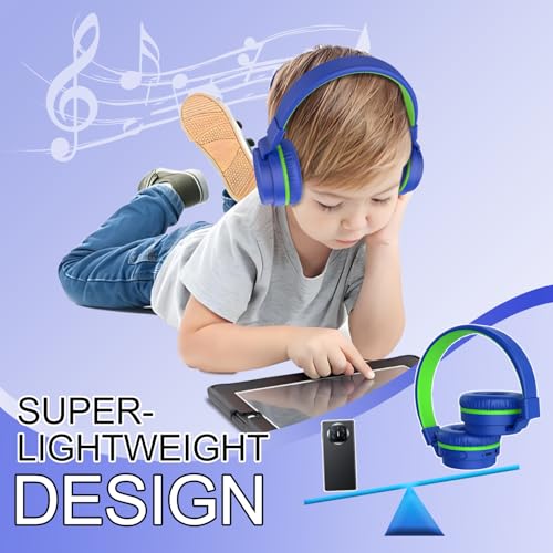 Image of Kids Bluetooth Headphones,Lightweight Kids Headphones Wireless,85 /94dB Safe Volume,40H Playtime,Fast Charging,Bluetooth 5.3,Over Ear,Toddler Headphone Built-in Mic for School /Tablet /Travel (Blue)