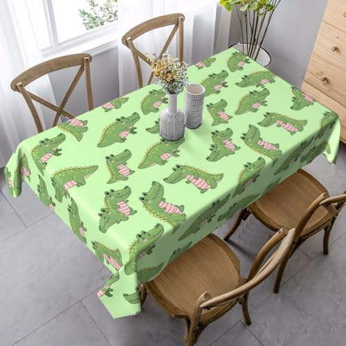Nappe de table crocodile vert 137x183cm infroissable réutilisable maison