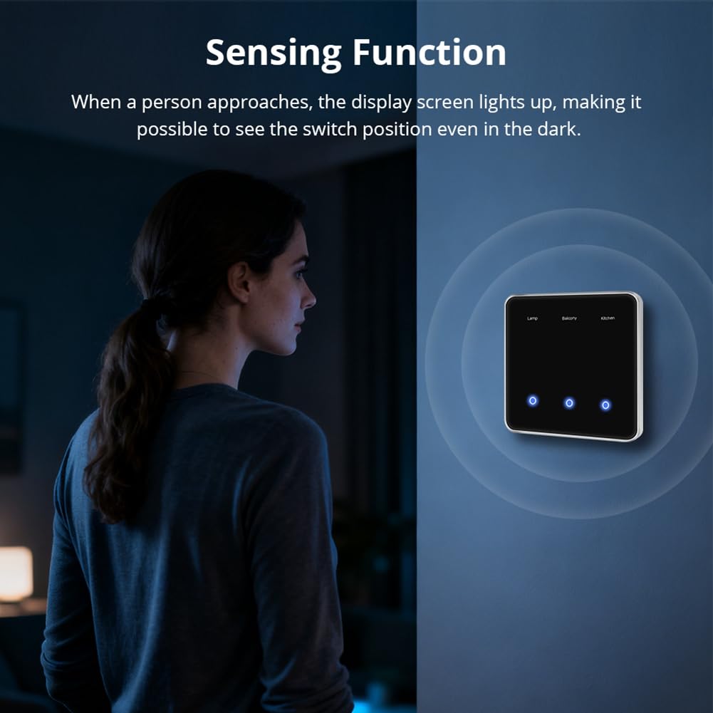 Interrupteur Zigbee DIY avec Nom, Panneau Tactile Noir, Compatible avec L'Application Tuya Smart Life