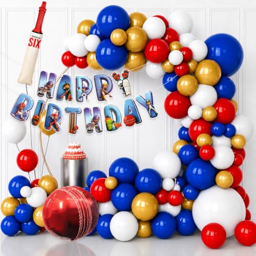 Image of Rozi Decoration Set of 38 Pcs Happy Birthday Decoration Items Cricket Theme for Kids, Boy & Girls | Sport Cricket Birthday Party Decoration Items