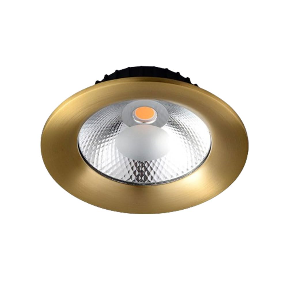 JKJZSALJ 5.9 Inch Round Brushed Brass Luminaire,Led Recessed Light Fixtures Dimmable 3000K/4000K/6000K Adjustable Gimbal Retrofit Spotlight,Cri 90+,12W Led Can Lights,Brass Baffle Trim,Gold