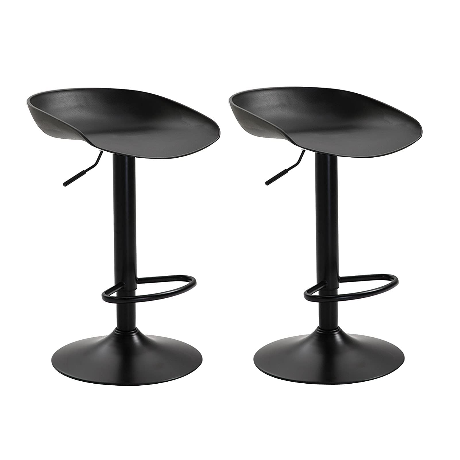 Tabouret d'air noir en PP avec assise ronde et piétement brillant