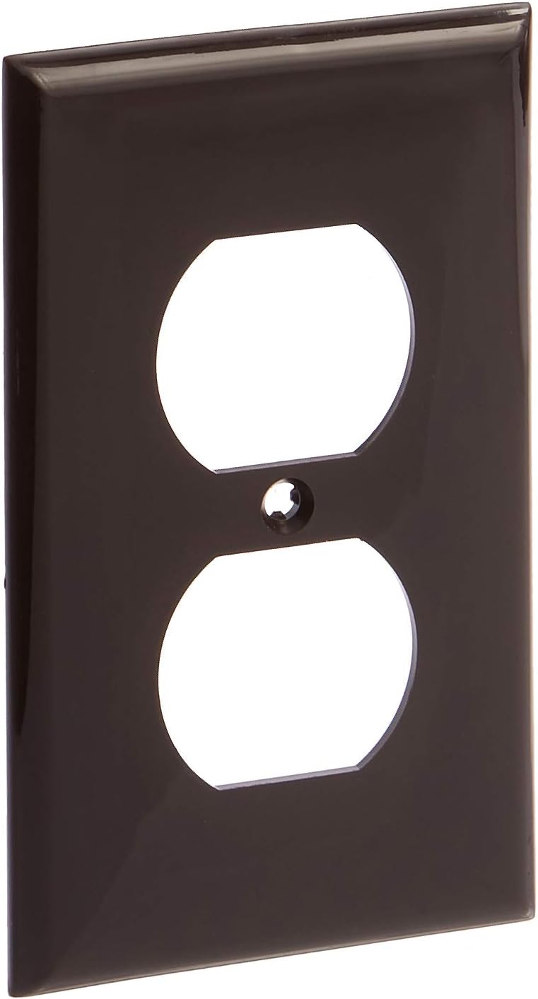 Leviton 80703 1-Gang Duplex Device Receptacle Wallplate, Standard Size, Thermoplastic Nylon, Device Mount, Brown, 20-Pack