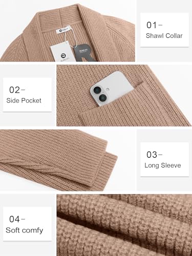 Image of Runcati Mens Shawl Collar Long Cardigan Casual Knit Open Front Sweater Fall Winter Thermal Cardigan Sweater