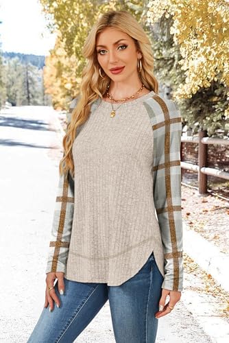 Image of WIHOLL Long Sleeve Shirts for Women Fall Sweaters Lightweight Trendy Tops