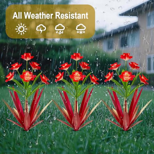 Image of Homight Metal Agave Plant Outdoor Decoration Outdoor Garden Decoration Daffodils Flowers Mexican Yard Art Daffodils Flowers Decorative Garden Gift (2 Big red Daffodil)
