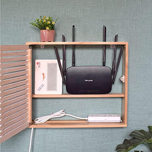 Rack de almacenamiento de enrutador de madera para organizar cables 4