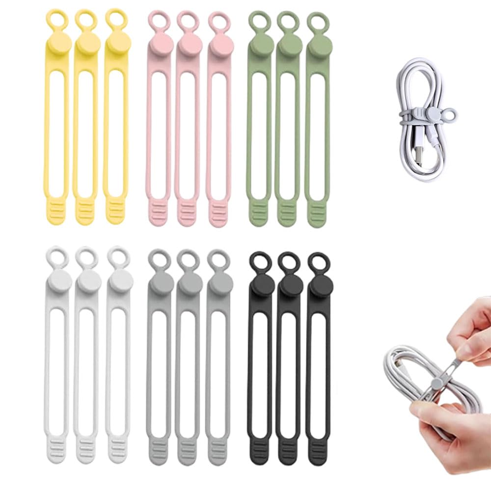 Data Cable Organizer 2025 New Elastic Silicone Cable Straps Cord Organizer Reusable Cable Ties Wire Organizer for Bundling