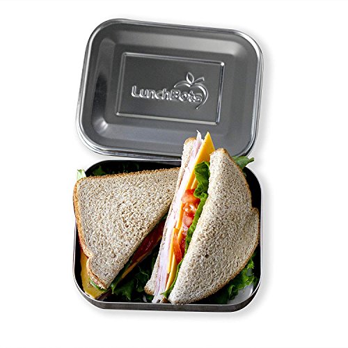 Lunchbots Medium Uno Stainless Steel Sandwich Container - Open Design For Wraps - Salads Or A Small Meal - Eco-Friendly - Dishwasher Safe And Bpa-Free - Stainless Steel #TOP3