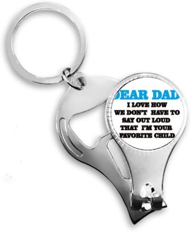Dear Dad Letter Festival Quote Nail Nipper Ring Key Chain Bottle Opener Clipper