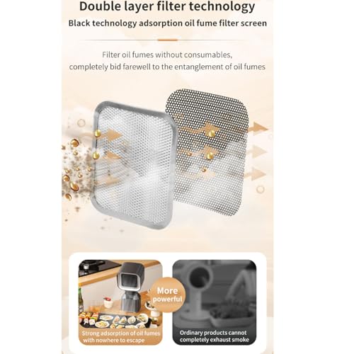 Tragbare Dunstabzugshaube, Mobile Dunstabzug mit Filter Tischhauben Mobil Dunstabzug Leise Umluft 2 Leistungsstufen, für BBQ Hotpot Grillen Wohnung Camping Wohnmobil Reise