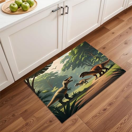 Tapete dinosaurio para niños 2' x 3' verde claro miniatura 5