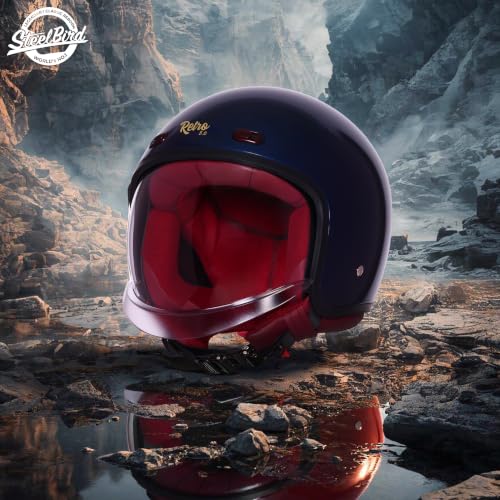 Image of Steelbird SBH-67 Retro 5.0 DOT and ISI Certified Open Face Helmet for Men and Women
