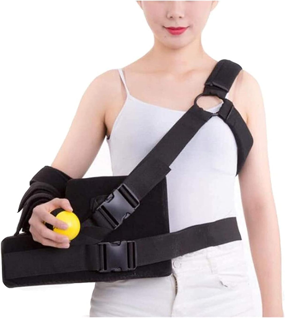 Arm Sling Shoulder Immobilizer Rotator Cuff Support Brace Left Or Right Arm Shoulders Wrist Elbow Brace with Abduction Pillow and Exercise Ball
