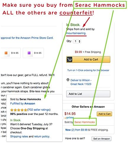 Serac #1 Ultra Strength Locking Carabiners x2 (one Pair), Ultra Durable & Strong Perfect Classic Single or Sequoia Double hammocks - Made from Ultralight Aircraft Grade Aluminum