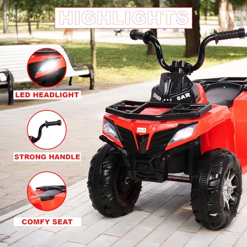 Image of Little Rides ATV Battery Operated Electric Bike for Kids | Rechargeable Ride on Baby Big Bikes with Light, USB & Music | Beach ATV Bike | Electric Bike for Kids 2 to 5 Year Boys Girls (Red)