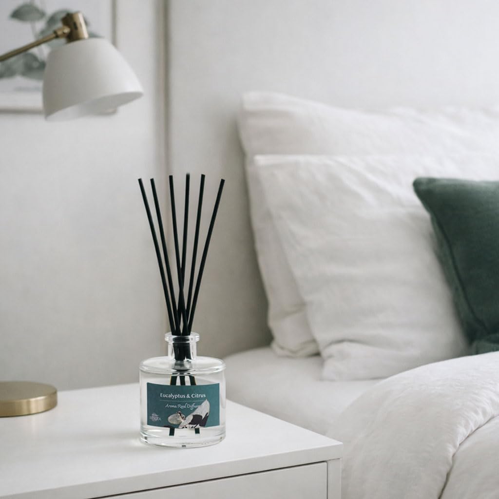 Reed Diffuser Set, Eucalyptus & Citrus 3.52 oz (100ml) Scented Diffuser with Sticks Home Fragrance Reed Diffuser for Bathroom Shelf Decor, Ideal Gift for Woman - Image 5