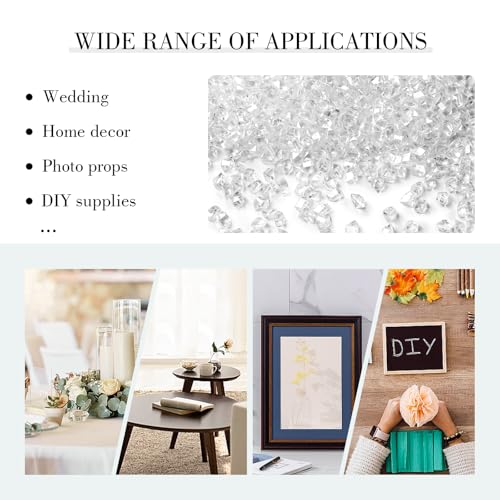 DomeStar 5,000PCS Clear Fake Ice Rocks, 1LB Fake Crushed Ice Acrylic Gems Diamonds Marbles for Vase Fillers DIY Craft Fish Tank Table Scatter Props Display Weeding Party Decoration