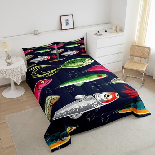 Image of Feelyou Fishing Lure Bedding Set King Size for Children Teen Kids