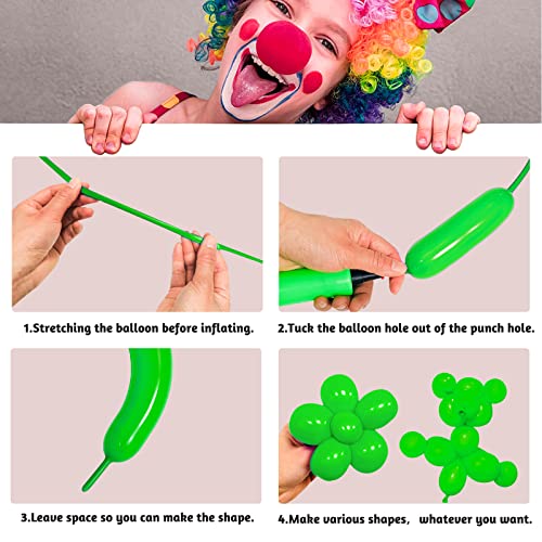 Image of Green 260 Long Thickening Balloons for Tying Balloon Arch, Twisting Latex Animals Magic Modeling Skinny Birthday Balloons for Kid's Party Wedding Decoartion 100pcs