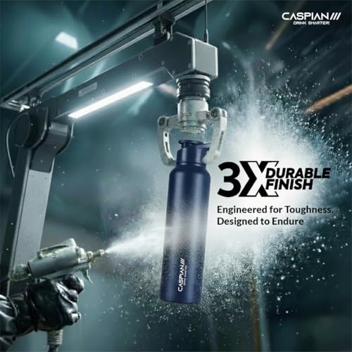 Image of CASPIAN / / / HIke ISI Certified Stainless Steel Water Bottle 1 ltr. (Elite Blue, 1 Litre) | Leak Proof Sipper for Fridge Home Office Travel School Kids Boys Girls Adults Sports Gym Yoga Gift|BPA Free