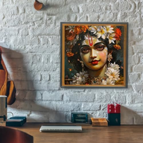 Image of Whattacraft! DIY Acrylic Paint By Number Kit For Adults Kids Beginner Number Painting Kit DIY Canvas Painting By Number Wall Decoration DIY Painting Kit For Adults | Krishna Murari, Multicolor