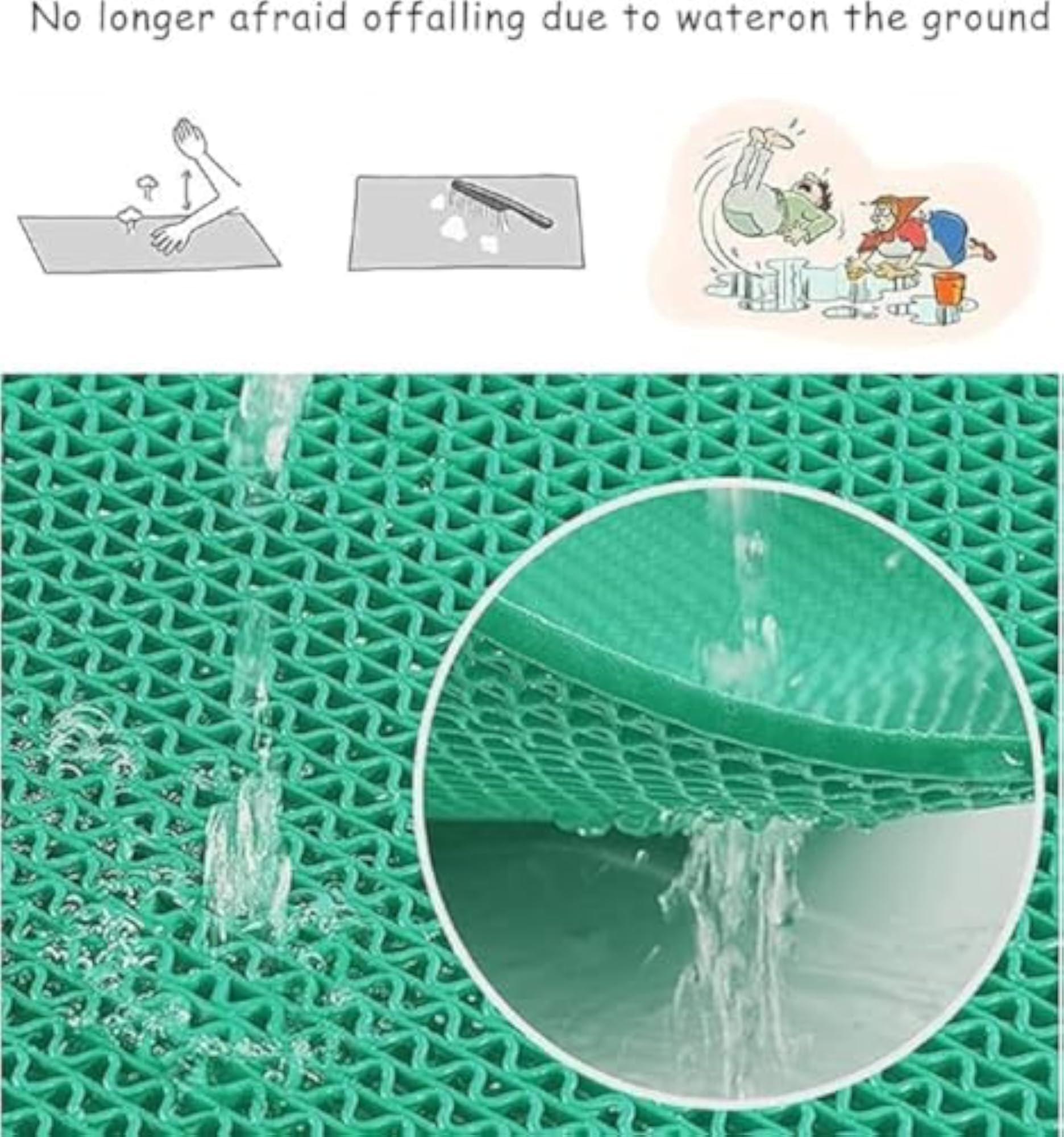 Waterproof Multipurpose PVC Rubber Mat for Bathroom, Kitchen