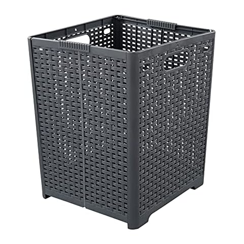 Nicesh 1-Pack Plastic Collapsible Fabric Laundry Hamper, Foldable Laundry Storage Baskets, Gray Cover