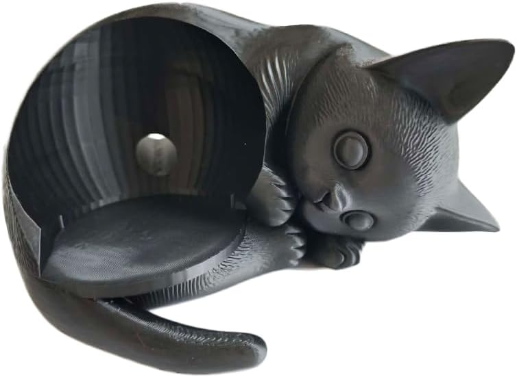 3D Printed Stable Cat-Shape Stand Holder for Echo Dot 5th Gen, Black PLA+ Smooth Surface Desktop Organizer Cute Elegant Home Decor & Accessories