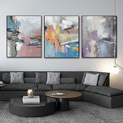 Peinture abstraite feuille d'or pour habiller le mur de votre grand salon moderne