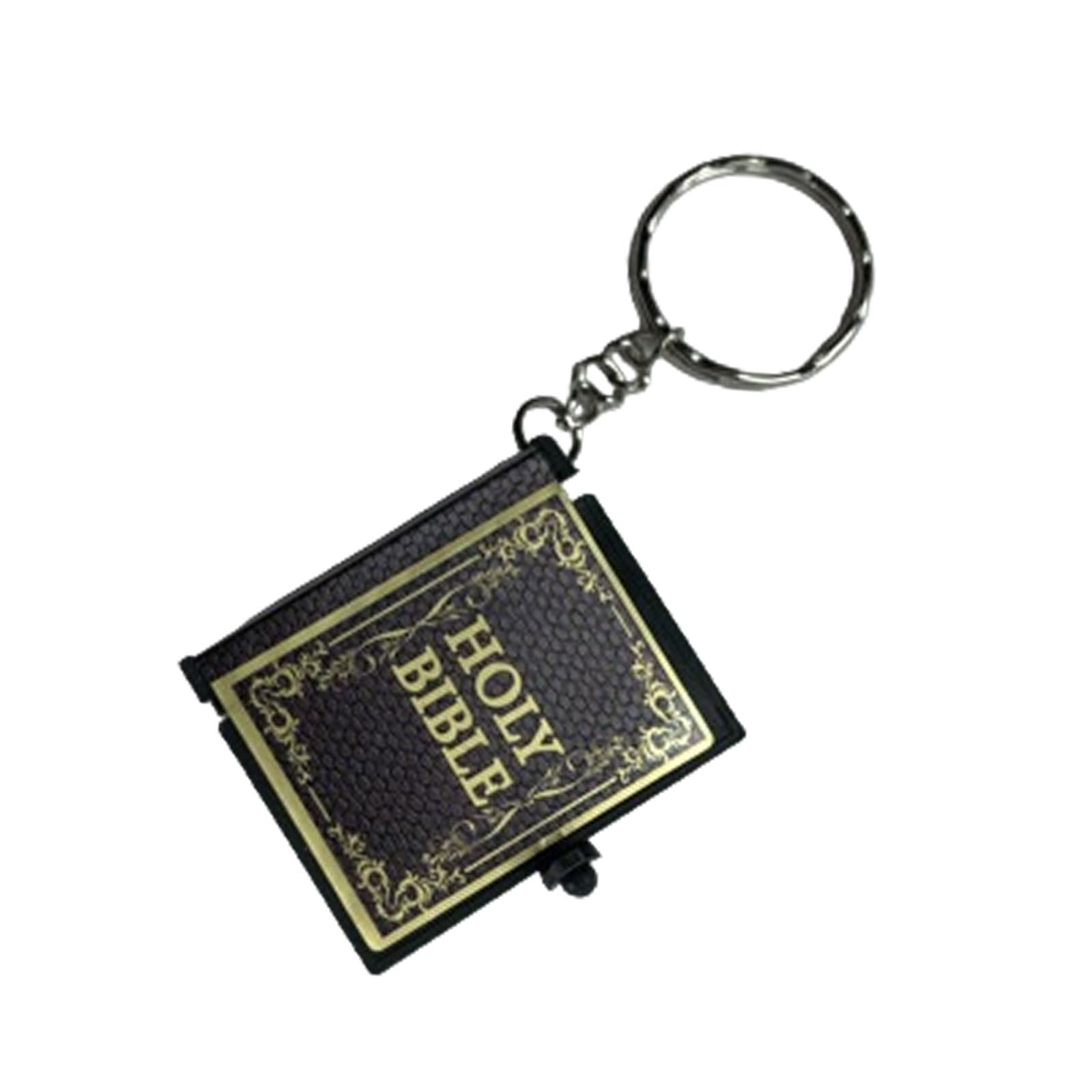 Zeizafa Blue 1Pc Mini Bible Keychain English Religious Mini Paper Spiritual Christian Cover Keyring Gift Mini Bible Keychain