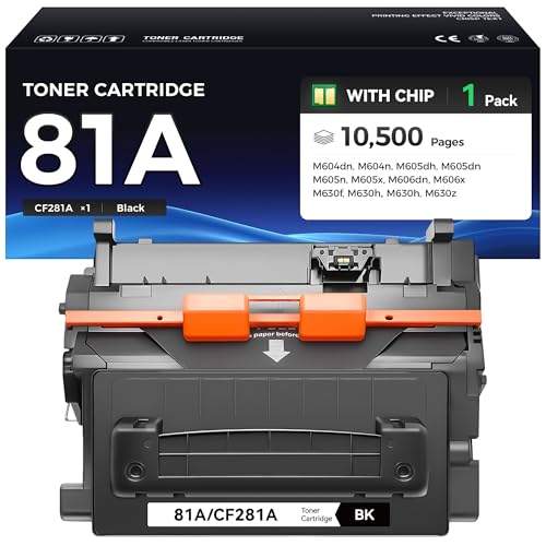 Image of 81A CF281A Black Toner Cartridge Replacement for HP 81A CF281A Toner Compatible with HP LaserJet Enterprise M604dn M604n M605dh M605dn M605n M605x M606dn M606x MFP M630f M630h M630h M630z Printer Ink