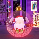 24 Inch Light Up Gigantische Kerstbal Kerstman Outdoor Inflatables met LED Licht PVC Versierde Bal Xmas Blow Up Bal voor Tuin Yard Veranda Kerst Vakantie Decor