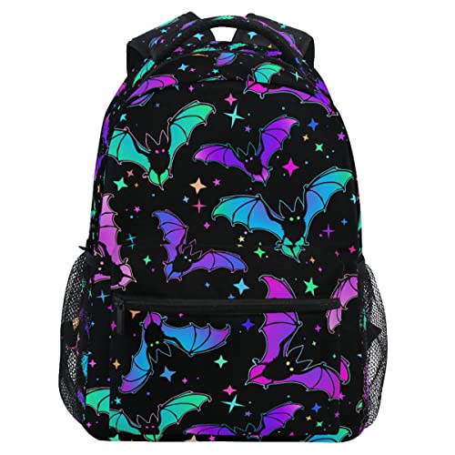 MNSRUU Student School Bag Halloween Luminous Bats Backpack for Girls Boys College Bookbag Laptop Rucksack Travel Backpack for Adult Teen Casual Daypack