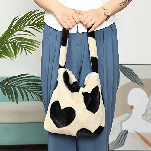 Fluffy Shoulder Bag, Women Girls Large Cute Handbag, Plush Ladies Tote Bag Furry Purse4