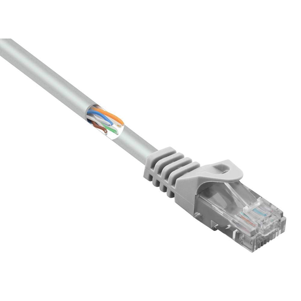 BasetechBT-2269095 RJ45 Network Cable Patch Cable CAT 5e U/UTP 15.00 cm Grey with Latch Protection Pack of 1