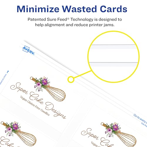 image for Avery Clean Edge Printable Business Cards with Sure Feed Technology, 2