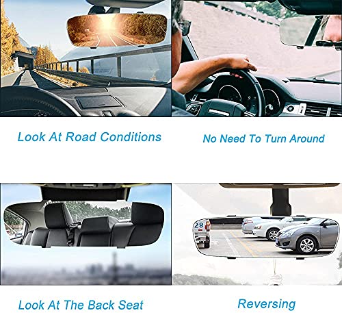 Image of CarFrill Wide Angle Frameless Rear View Mirror - 11.8 inch Wide Angle Panoramic Convex Interior Clip-On Mirror for Cars, SUVs & Trucks - Universal Fit, Blind Spot Reduction, Anti-Glare, Easy Installation
