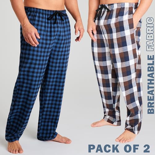 Image of Get Trend 2-Pack Pajama Pants for Men, Teens, M-3XL Lounge Bottoms for Sleepwear, Soft PJ Pants with Pockets, Gifts for Men