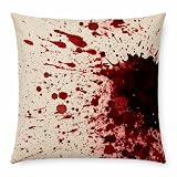 avpdupu Vintage Blood Splatter Linen Pillow Cover 18x18 Halloween Gothic