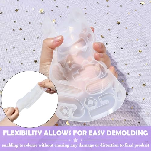UR URLIFEHALL 5 Pcs Silicone Geometric Moulds Flower Round Wave Silicone Moulds Resin Jewellery Moulds for Keychain Necklace Earring Making - Image 3