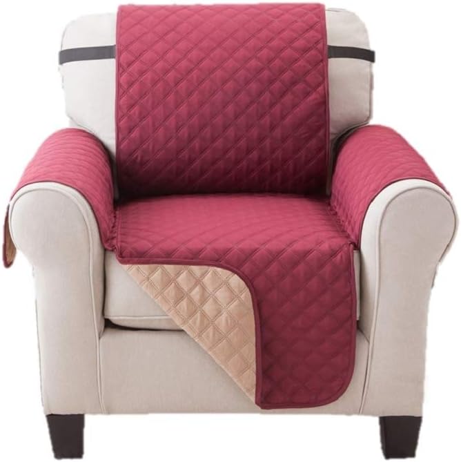 Elegante Luxurious Reversible Recliner Furniture Protector, Burgundy/Taupe