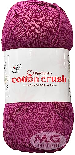 Image of VAR dhman Cotton Crush 8-ply Deep Magenta 600 GMS 100% Cotton Ball Hand Knitting Cotton /Art Craft Soft Fingering Crochet Hook Yarn, Needle Knitting Yarn Thread Dyed-EL Art-AFEG