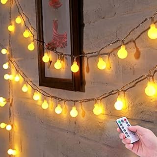 LED Fairy Lights Battery Operated, String Lights Powered Remote & Time 50Leds 8 Modes Photo Clips Globe Lights for Indoor Outdoor Garden Patio Gazebo Balcony Bedroom Christmas Wedding (Warm White)