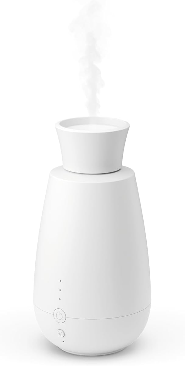 Stadler Form Aroma Diffuser Ella, Intelligent Essential Oil Spray System, Without Water, Without Heat, Intense Smell, Wireless, Light Sensor, Easy to Use, White