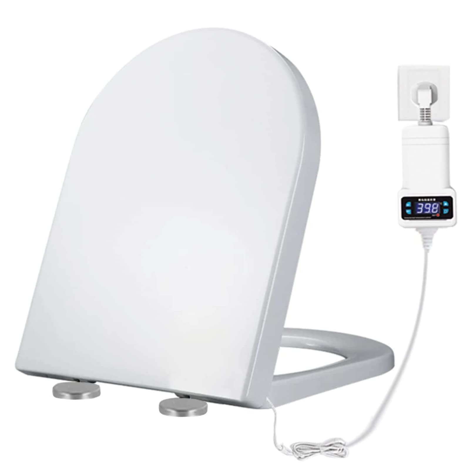 Inteligentna deska sedesowa elektryczna, cyfrowa, inteligentna, podgrzewana, miękkie zamykanie, biała deska sedesowa, regulowana temperatura 33-48℃, szybkie zwalnianie dla łatwego czyszczenia
