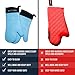 Silicone Oven Mitts Heat Resistant 500 Degrees - 2 Extra Long Silicone Oven Mitt Pot Holders - Food Safe Oven Gloves - BPA Free - Soft Inner Lining - (Blue) - Frux Sili Mitts