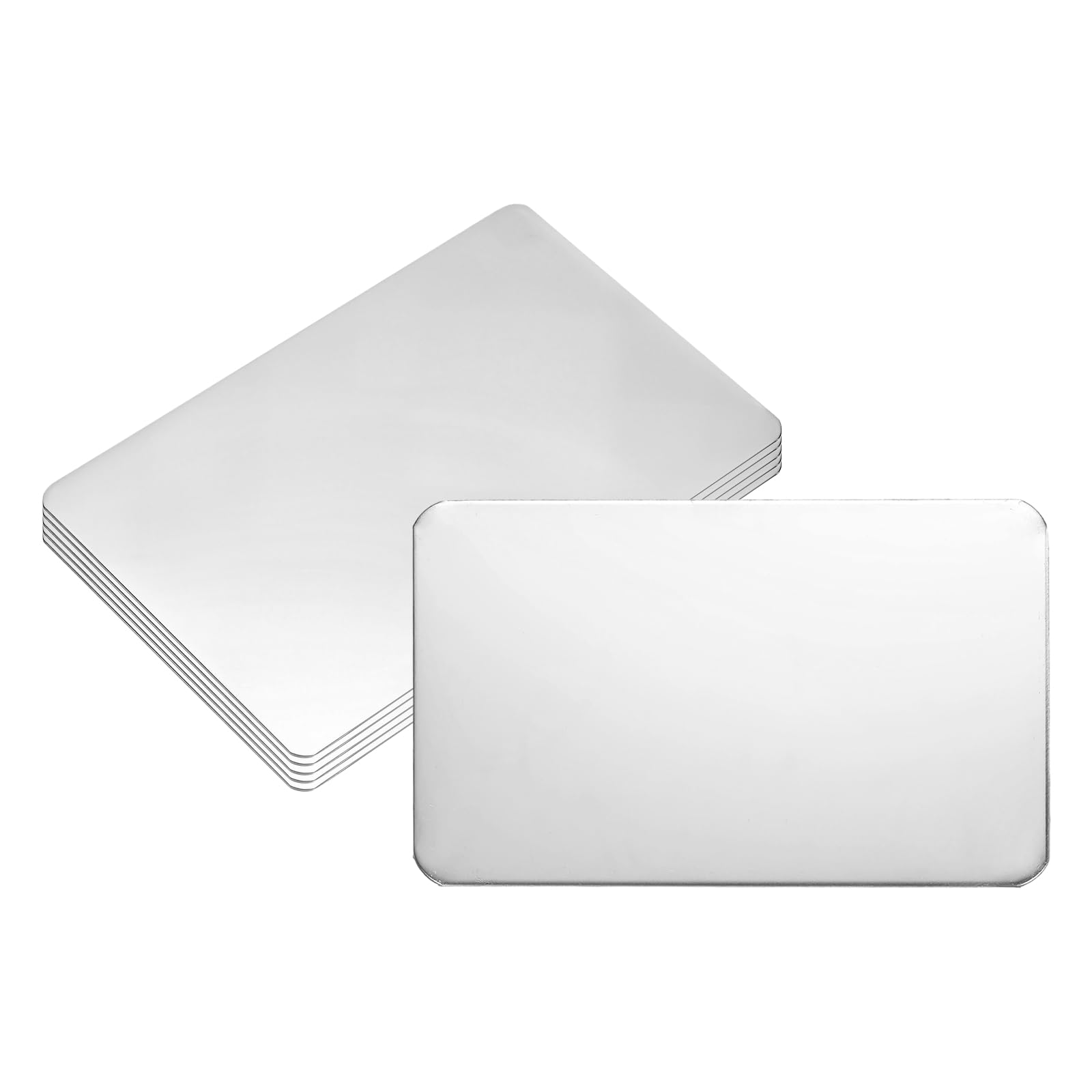PATIKIL 6Pcs Blank Name Plates, 3.1 x 2" Rectangle 304 Stainless Steel Mirror Engraved Plate Custom Laser Engraving Blank for Personalized Nameplate Home Office DIY, Silver