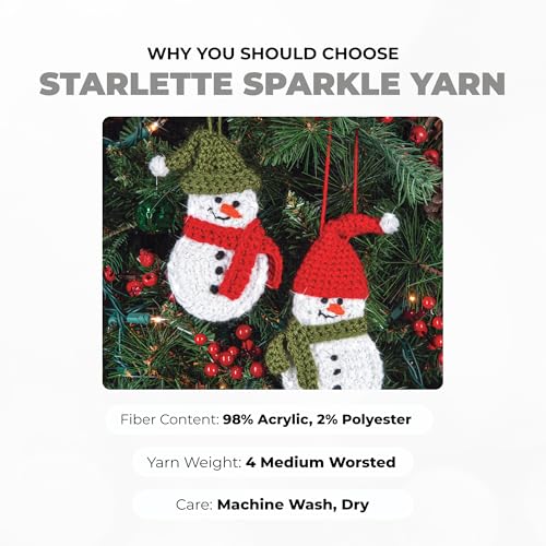 Image of Mary Maxim Starlette Sparkle Yarn, Medium Worsted Weight White Yarn for Knitting and Crocheting, Acrylic Polyester Blend for Blankets, Clothing, and Decor, 196 Yards - White Silver